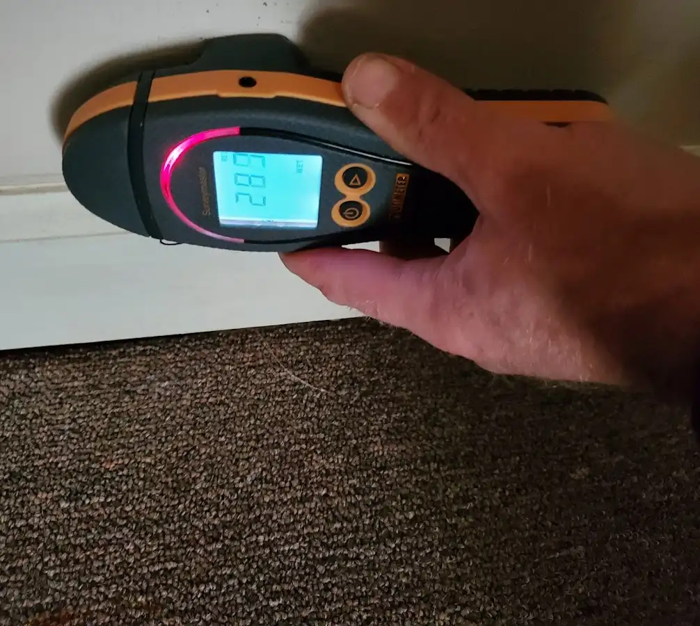 Moisture detection at baseboard during Burst Pipe Cleanup in Rathdrum